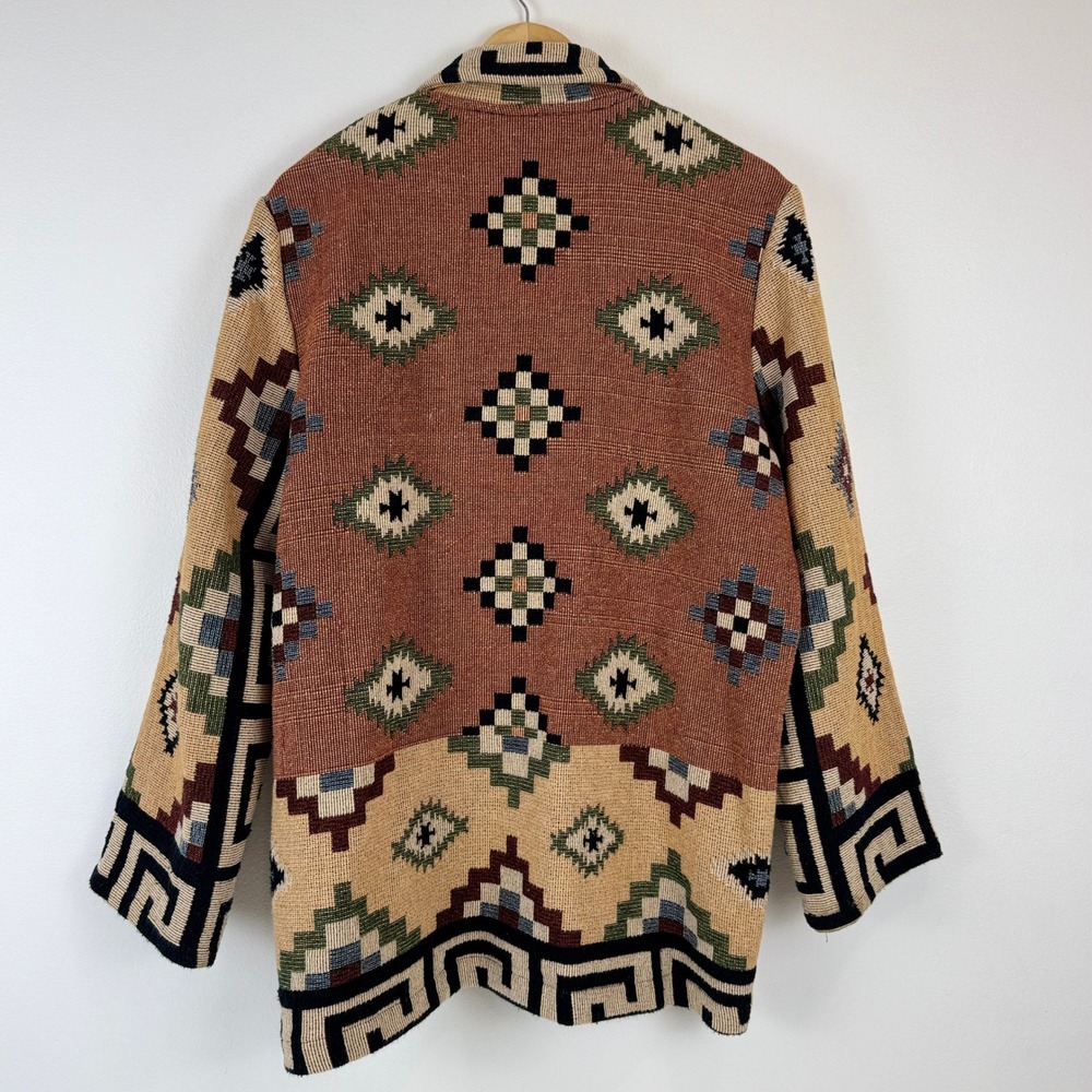 VTG! Its Outta The Bag Unge Potch Ket Tapestry Navajo Southwest Jacket M USA - Picture 2 of 15